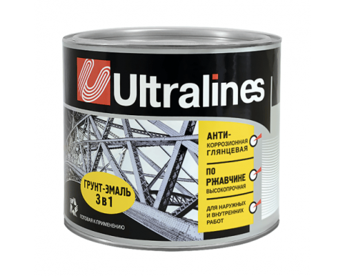 Грунт-эмаль по ржавчине 3в1 красно-кор 0,8кг Ultra Lines (14) Радуга