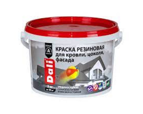 Краска резиновая д/кровли/цоколя/фасада красно-коричн 3кг DALI Рогнеда