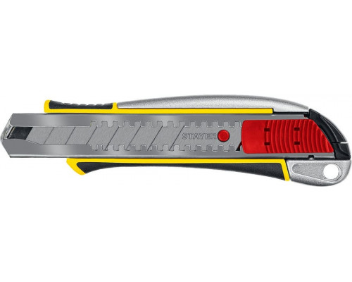 STAYER  KSM-18A, сегмент. лезвия 18 мм, Металлический нож с автостопом (09143)