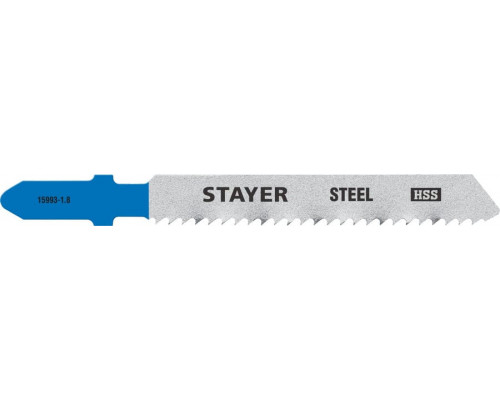 STAYER  T118B, T-хвост., HSS сталь, по металлу толщ. 2-6мм, шаг зуба 2мм, (12TPI), раб. длина 50мм, 2шт, Полотна для лобзика, Professional (15993-1.8)