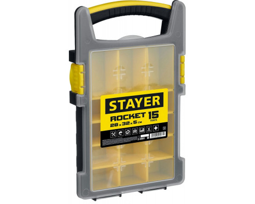 STAYER  ROCKET-15, 280 x 325 x 50 мм (11"), Пластиковый органайзер со съемными лотками (2-38031)