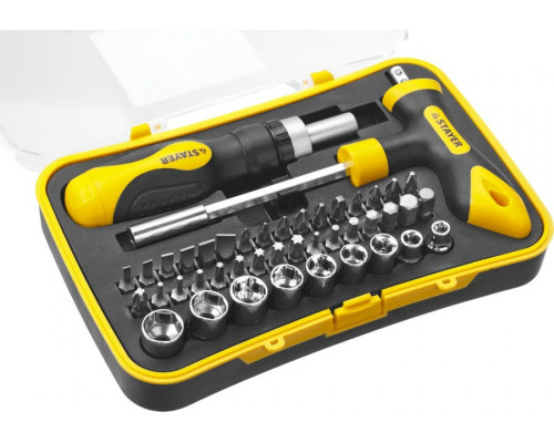 STAYER  T-Compact-43 43 предм., Реверсивная отвертка с насадками (25084-H43)