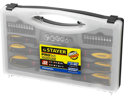 STAYER  Max Range Pro 32 предм., Набор отверток с насадками (25134-H18)