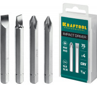 KRAFTOOL  75 мм, 4 шт, Набор бит для ударной отвертки (25552)