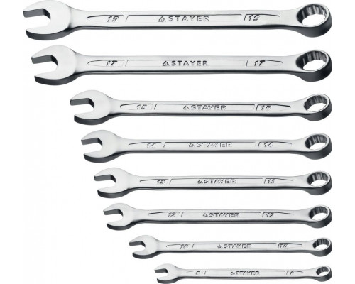 STAYER  HERCULES, 8 шт, 8 - 19 мм, Набор комбинированных гаечных ключей (27085-H8)