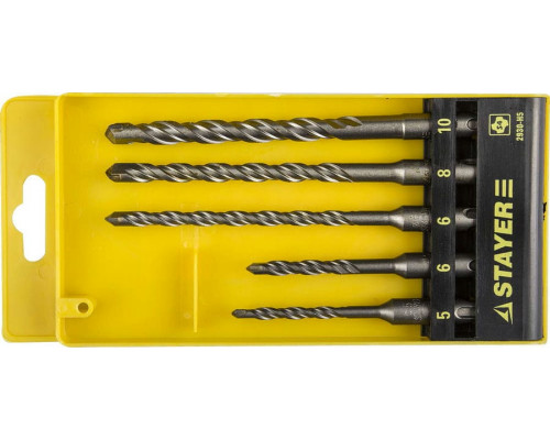 STAYER  5 шт: 5/6x110, 6/8/10х160 мм, Набор SDS-plus буров, Professional (2930-H5)