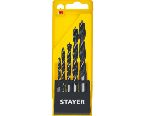 STAYER "M-type" 5 шт. 4-5-6-8-10мм, набор спиральных сверл по дереву