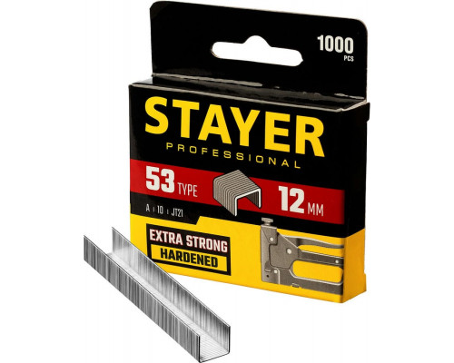 STAYER  узкие тип 53 12 мм, 1000 шт, Скобы для степлера (3159-12)