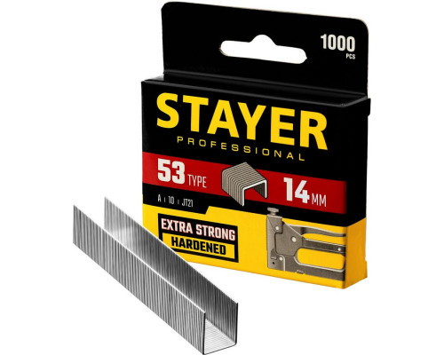 STAYER  узкие тип 53 14 мм, 1000 шт, Скобы для степлера (3159-14)
