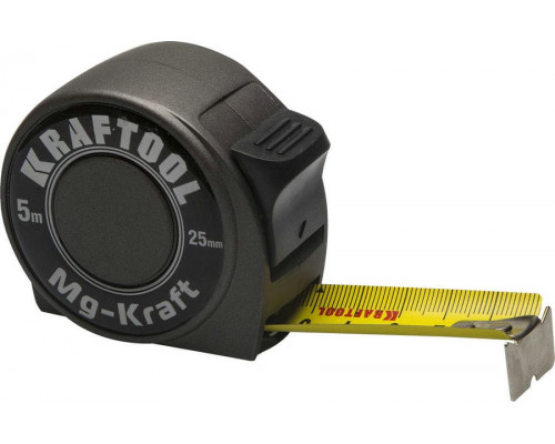 KRAFTOOL  MG-Kraft 5м х 25мм, Ударопрочная профессиональная рулетка (34129-05-25)