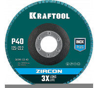 KRAFTOOL  125 х 22.2 мм, P40, Круг лепестковый циркониевый торцевой по металлу и нержавеющей стали (36594-125-40)