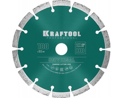 KRAFTOOL  UNIVERSAL 180 мм (22.2 мм, 10х2.6мм), Алмазный диск (36680-180)