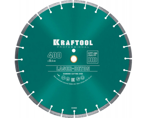 KRAFTOOL  LASER-UNIVERSAL 400 мм (25.4/20 мм, 10х3.4 мм), Алмазный диск (36686-400)