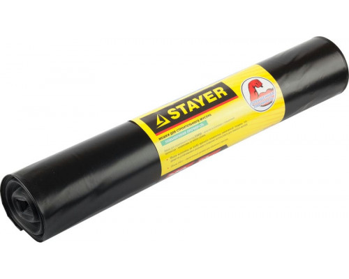 Stayer  HEAVY DUTY 120 л, чёрные, 10шт, особопрочные, строительные мусорные мешки (39157-120)