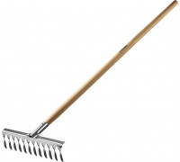 GRINDA  PS-12 WOOD 12 витых зубцов, 370 х 105 х 1300 мм, нержавеющая сталь, деревянный черенок, Садовые грабли, PROLine (39481-12)