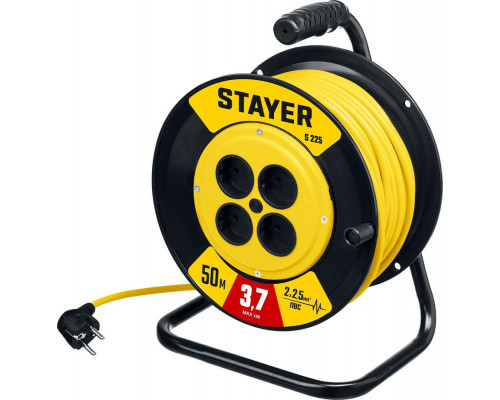 STAYER  S-225 ПВС 2х2.5 50м 3750Вт,  Силовой удлинитель на катушке (55070-50)