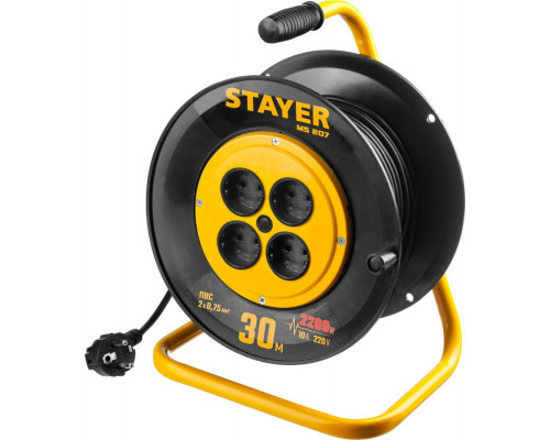 STAYER  MS-207 ПВС 2х0.75 30м 2200Вт,  Удлинитель на катушке (55073-30)