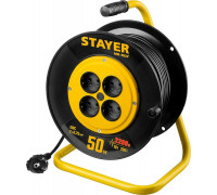 STAYER  MS-207 ПВС 2х0.75 50м 2200Вт,  Удлинитель на катушке (55073-50)