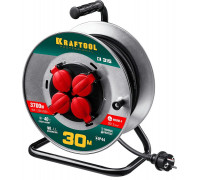 KRAFTOOL  K-315, КГ 3х1.5 30м 3700Вт IP44, Силовой удлинитель на стальной катушке (55085-30)