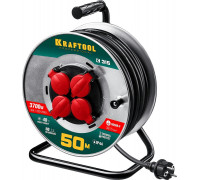 KRAFTOOL  K-315, КГ 3х1.5 50м 3700Вт IP44, Силовой удлинитель на стальной катушке (55085-50)