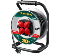 KRAFTOOL  K-325, КГ 3х2.5 30м 4000Вт IP44, Силовой удлинитель на стальной катушке (55086-30)
