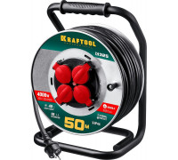 KRAFTOOL  K-325, КГ 3х2.5 50м 4000Вт IP44, Силовой удлинитель на стальной катушке (55086-50)