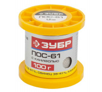 ЗУБР  100гр 1мм трубка пос 61, Припой (55450-100-10C)