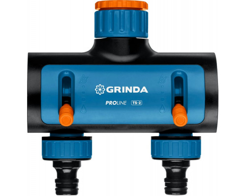 GRINDA  двухканальный 3/4"-1", резьба внешняя 3/4" - 1 - соединитель, с внутренней резьбой, Поливочные распределители (8-426312)
