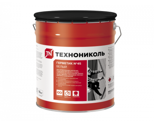 Герметик Бутил-каучуковый ТехноНИКОЛЬ №45 (белый), ведро 16кг.