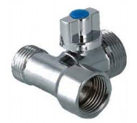 Кран-тройник шаровой 1/2" х 3/4" х 1/2" для подключения стиральной машины